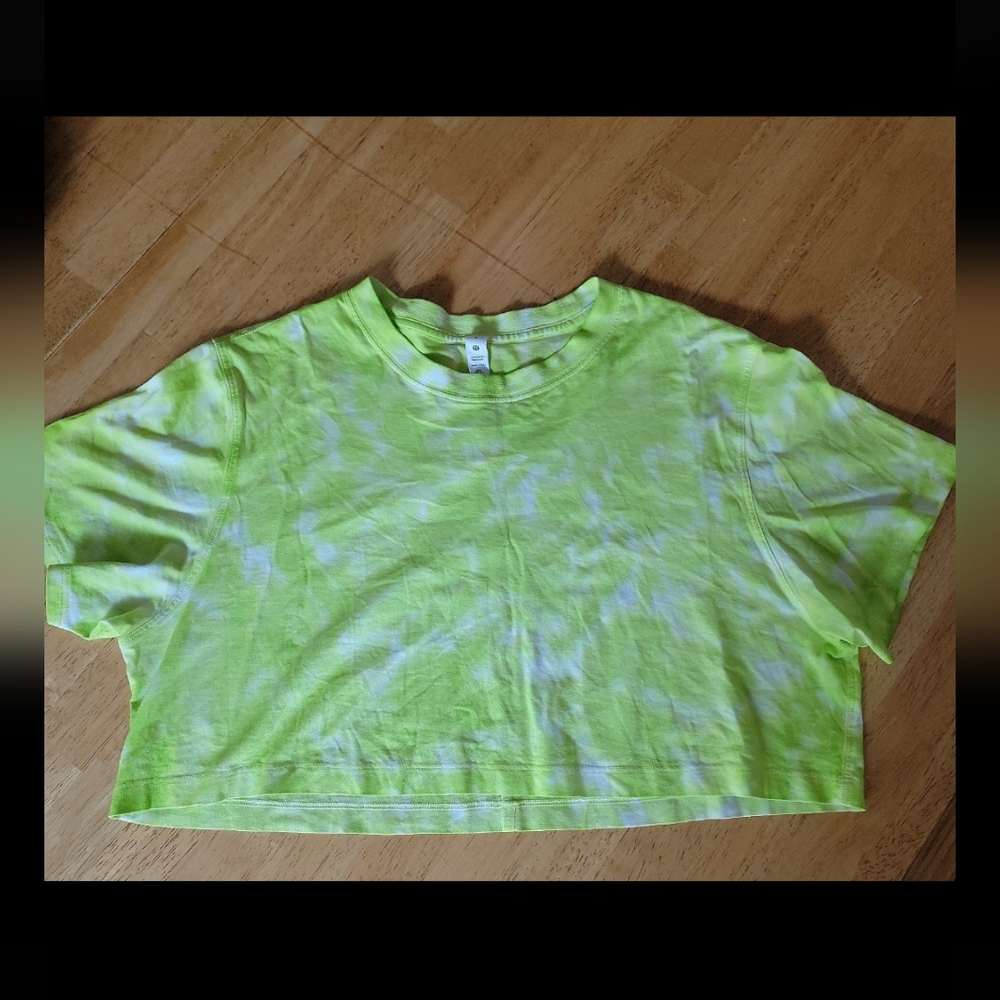 lululemon athletica Lime Green Tie-Dye Crop Top
